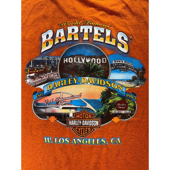 Harley Davidson Biker Sleeveless Graphic Tee Orange Men sz L - Picture 4 of 5